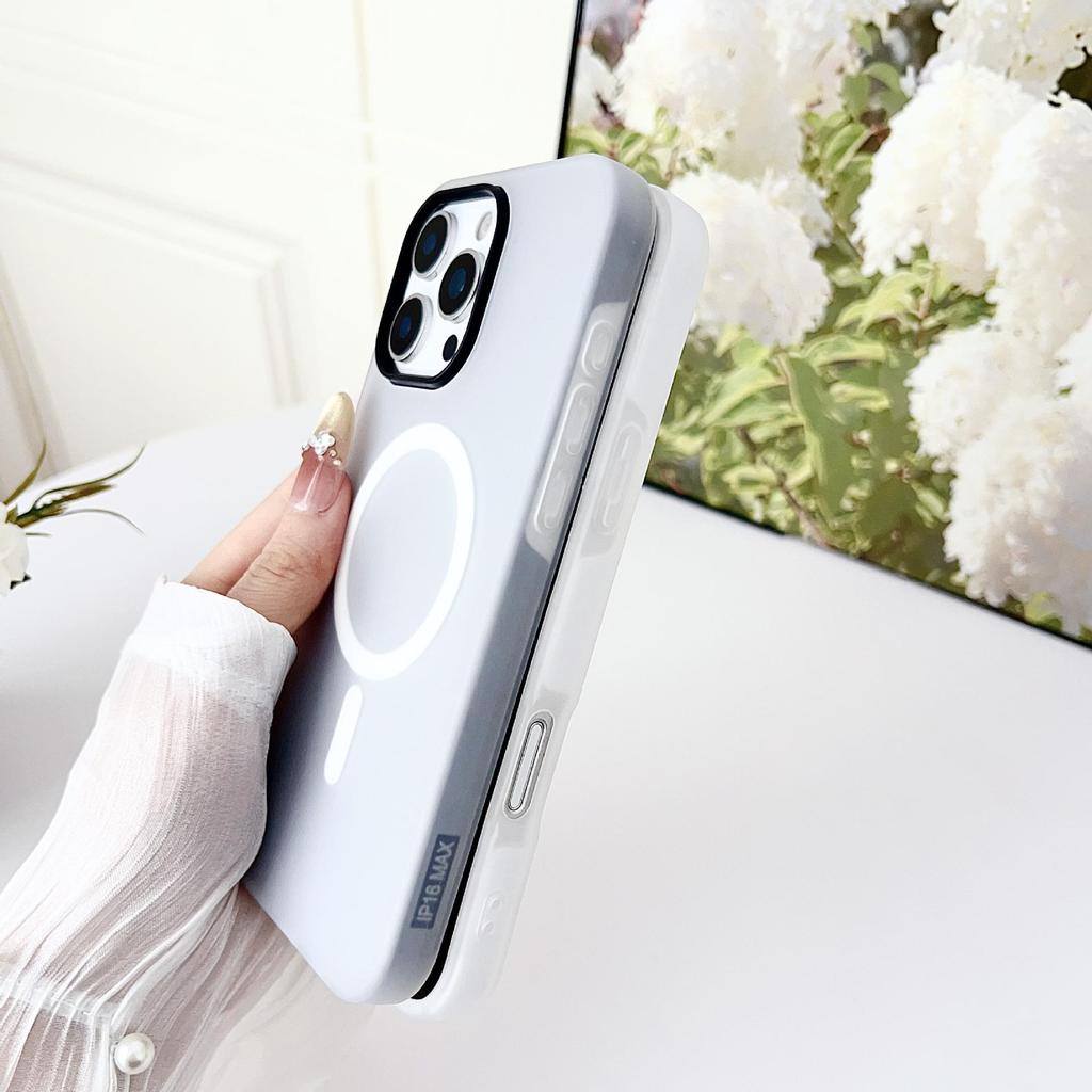 Gele-Magnetische Doppelschichtige Unifarbene Hülle für iPhone 17 Pro Max - Dopamin-Design