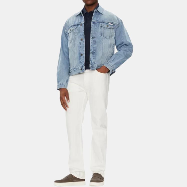 Calvin Klein Solid Color Single Breasted Loose Long Sleeve Denim Jacket Men Jackets LV04RB794G-UBE