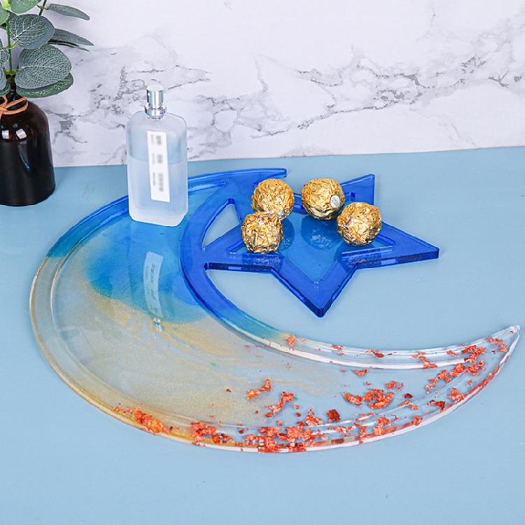Handmade Resin Art Silicone Mold Moon Star Design Flexible Ornament Moulds Silicone Texture Perfect for Storage Dishes