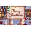 Self-Lit Winter Christmas Fence Banner with , & Snowman