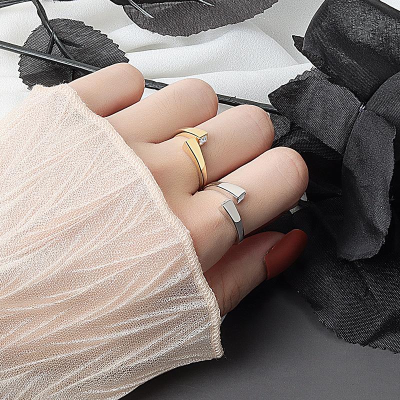 Gold Silver Color Cubic Zirconia Rings for Women Men Adjustable Simple Daily Wear Fashion Jewelry Accessories Gifts
