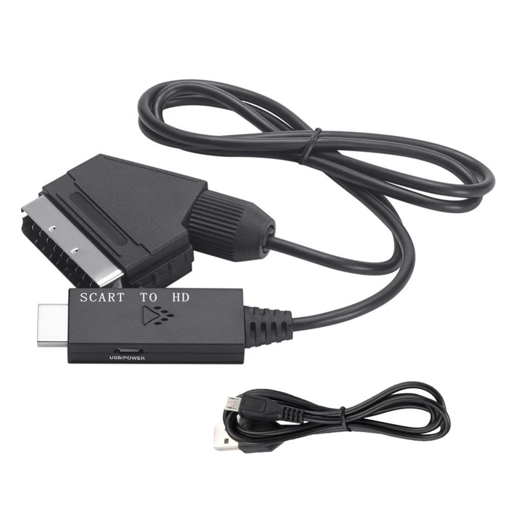 SCART To HDMI-compatible Converter Cable Video Audio Converter Adapter Scart in HDM Out Suport 720P/1080P Switch for HDTV DVD