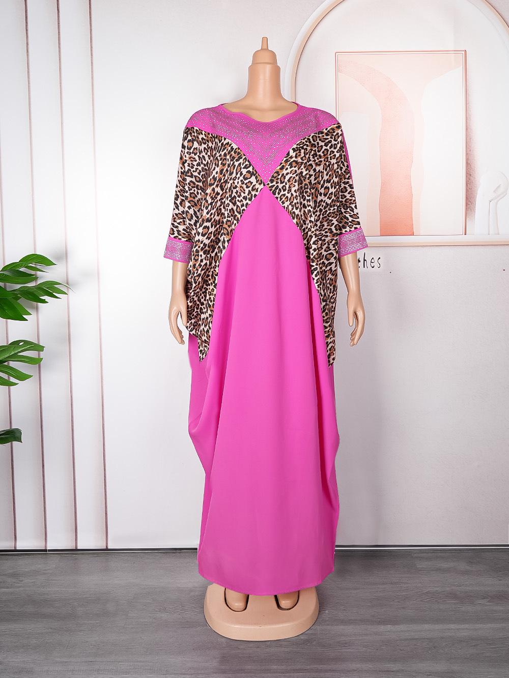 

Women s Rhinestone Urban Casual Leopard Print Dress Plus Size One Size рожевий