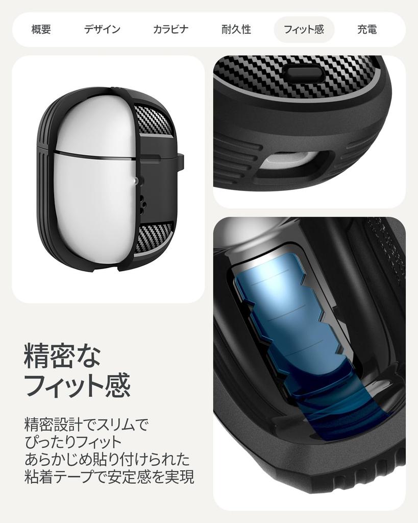 Spigen Pixel Buds 2a Shockproof PC TPU Wireless Charging Carabiner Simple Rugged ACS09480 Case, Dual-Layer Design, Compatible, Included, Lightweight,