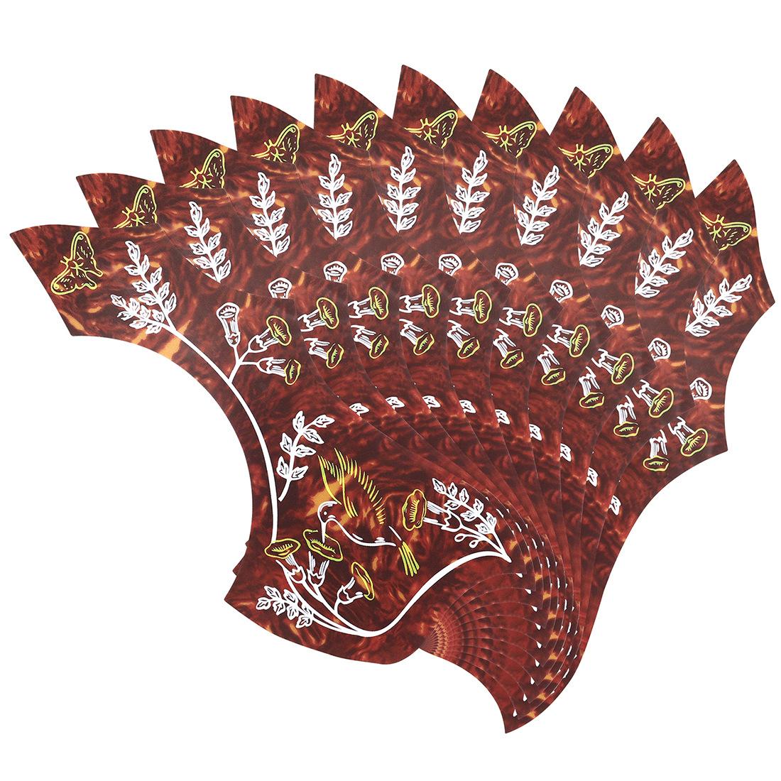 

10 шт. ПВХ-материала акустическая гитара пикгард для 41-дюймовой акустической гитары с рисунком птицы и цветка на резонаторное отверстие темно-красного