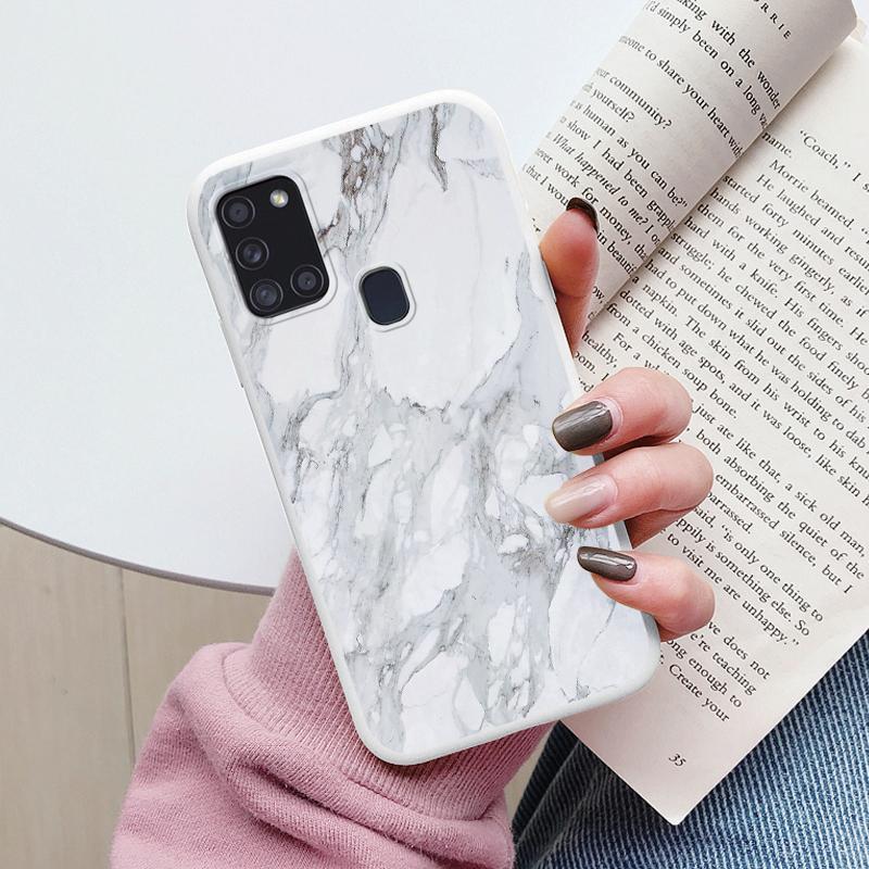 Case For Samsung Galaxy A21S Back Cover Protective Silicone Fundas Fashion Marble Stone Texture Coque For Samsung A21S Capa