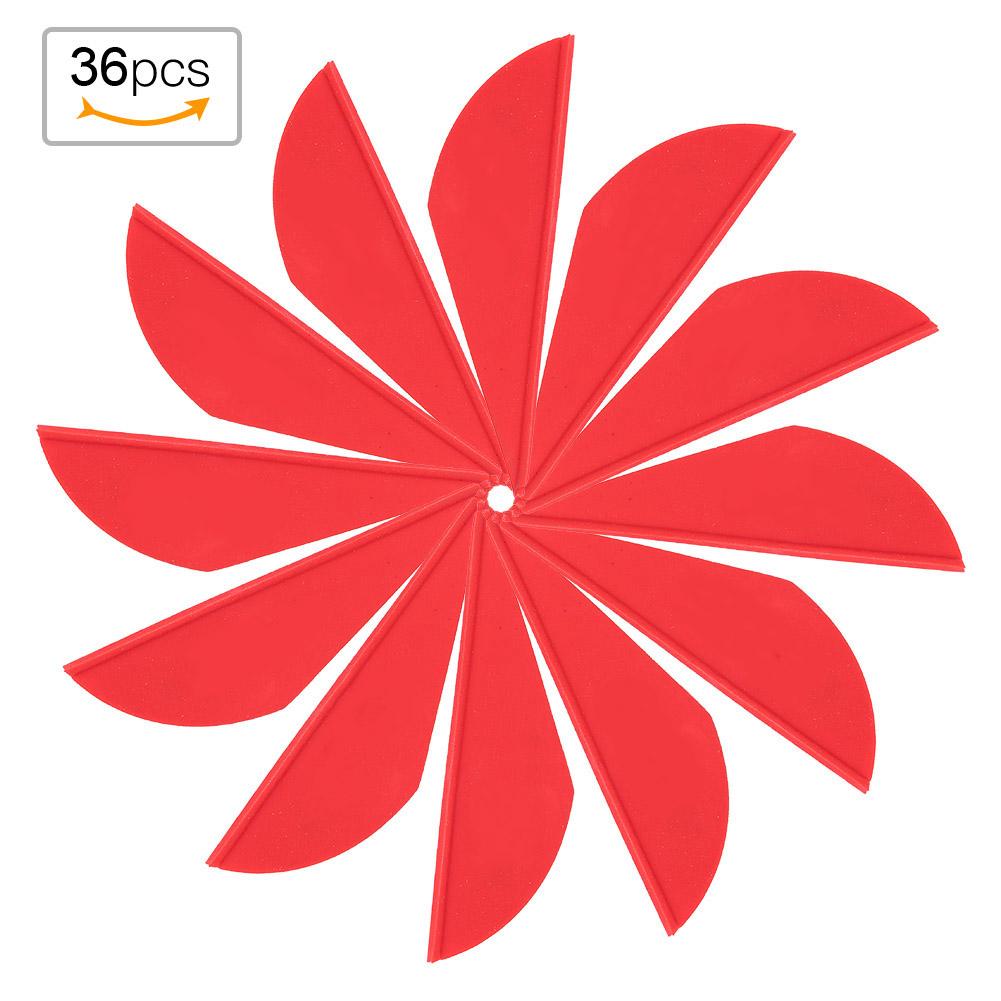 36pcs Archery Arrow Fletches Rubber Fletching Feathers DIY Accessory for Compound Bow (red)