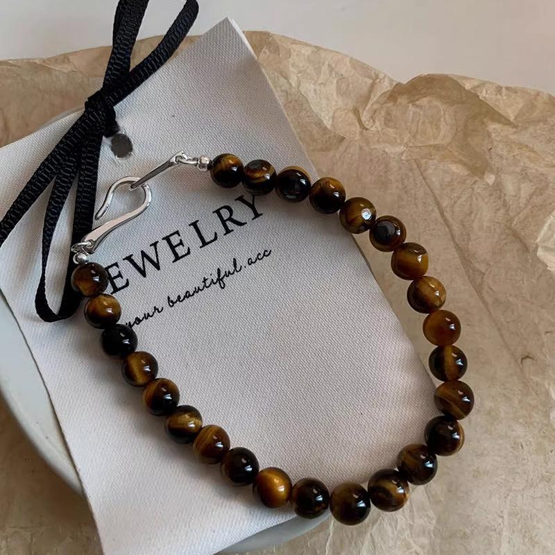 PANJBJ 925 Silve Beads Letters Bracelet for Women Girl Gift Punk Good Luck Simplicity Jewelry