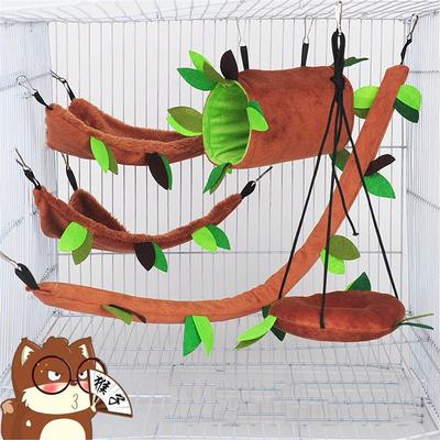 Spielende Schlafhöhle und Schaukel Eichhörnchenkäfig Nest Zubehör Hamster Hängematte Kleintier Hängendes Warmes Bett