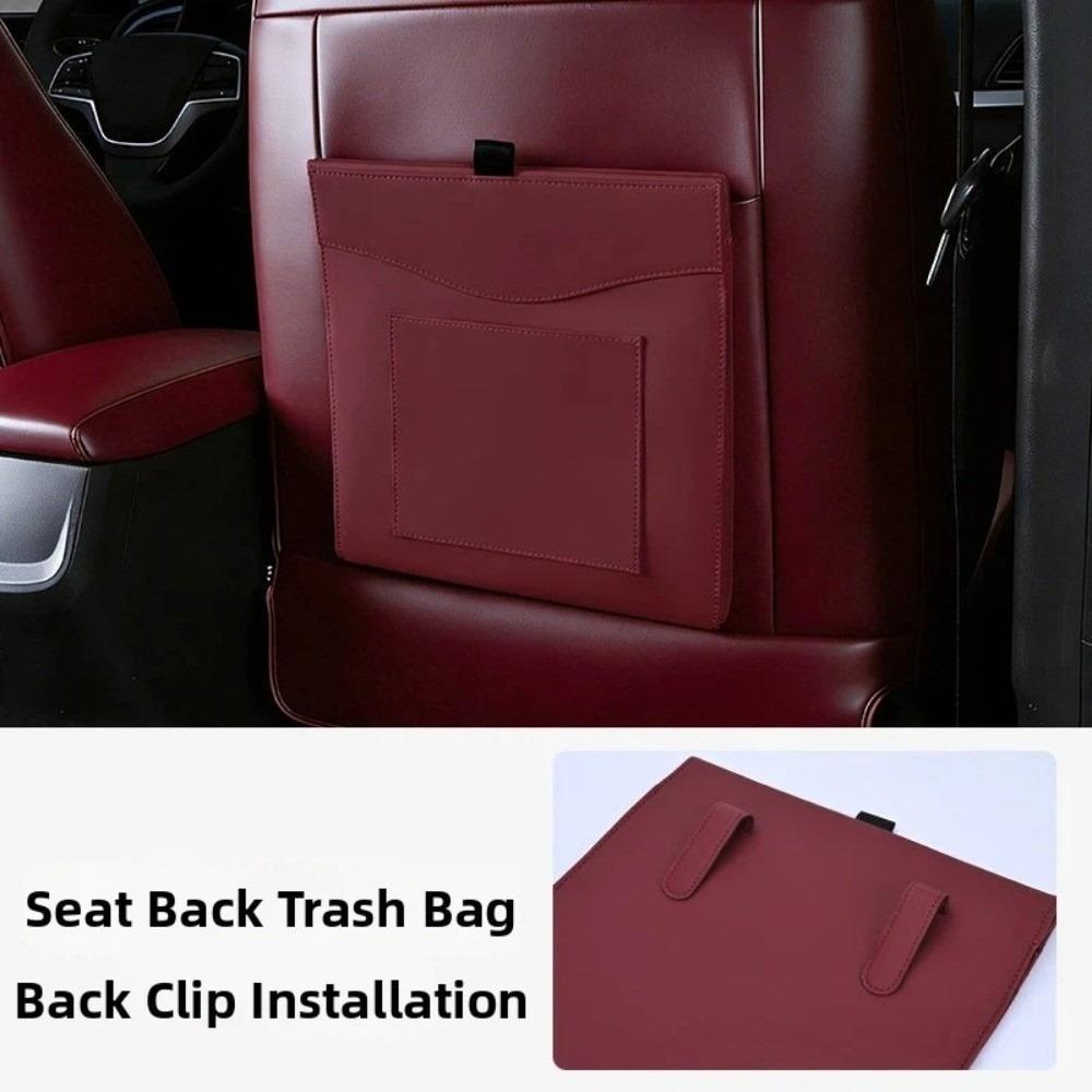 Waterproof Car Garbage Bag Leather Seat Hanging Trash Can Magnetic Adsorption Storage Bag  Gift