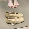 French Square Head with Shallow Mouth Mary Jane Shoes Women's 2025 Autumn New Retro Inner Height-increasing Ballet Shoes