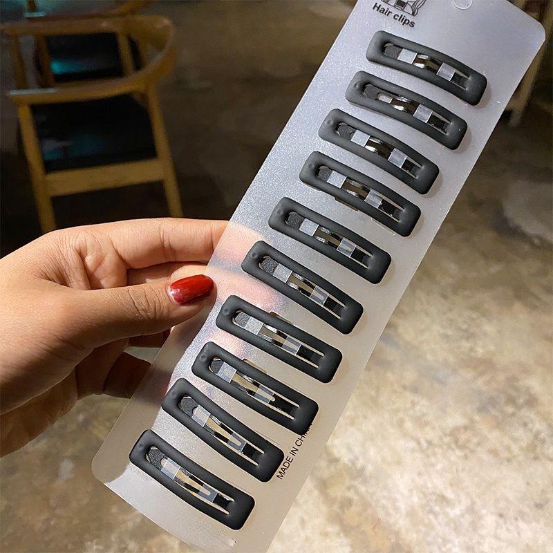 10pcs/set Matt Black Bobby Pins Women Make Up Hair Clip Barretttes Alloy Hairpin Big Water-drop Geometric Non-slip Styling Tools