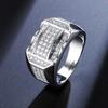 Fashion Men Rhinestone Inlaid Geometric Finger Ring Wedding Party Jewelry Gift