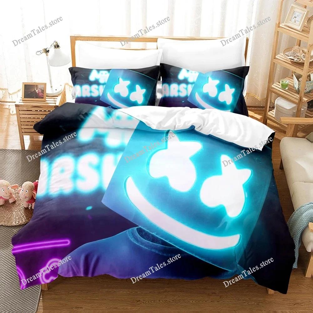 Exquisite 3D DJ Marshmello Wallpaper Print Bedding Set Duvet Cover Comforter Bed Youth Kids Girls Boys Gift Home Textileextile