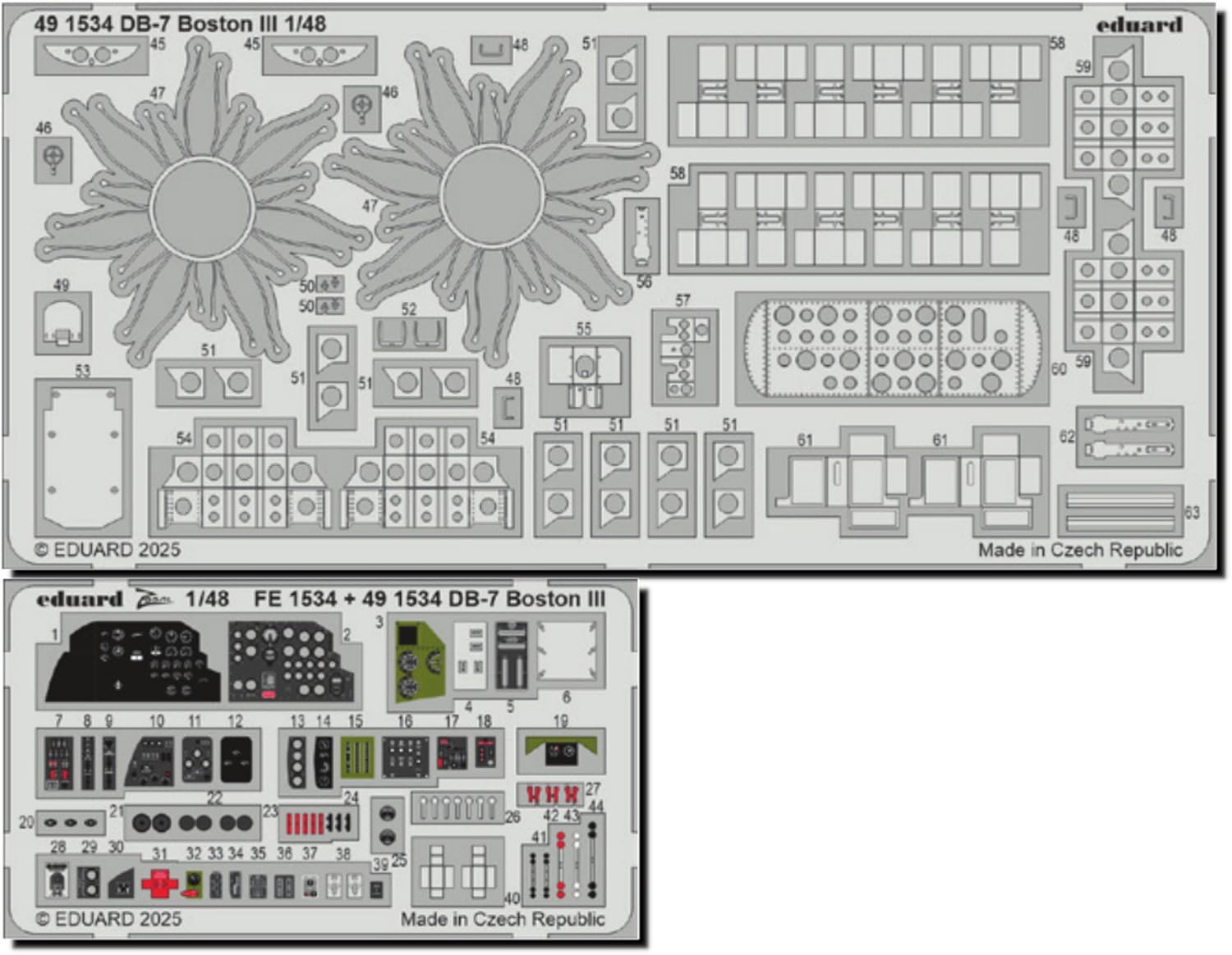 

Eduard 1/48 DB-7 Boston III Etching Parts (for HK Models) Plastic Model Kit Parts EDU491534 (Airplane)