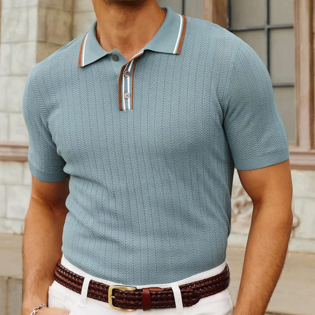 Polo para hombre de algodón puro con hombros caídos, corte holgado de alta calidad para fitness, versátil para el ejercicio diario, manga corta, informal.