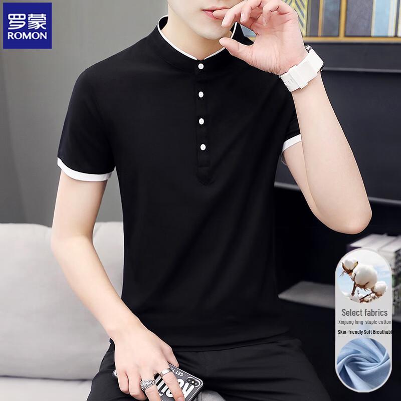 ROMON Men's Short Sleeve Xinjiang Cotton Polo Shirt