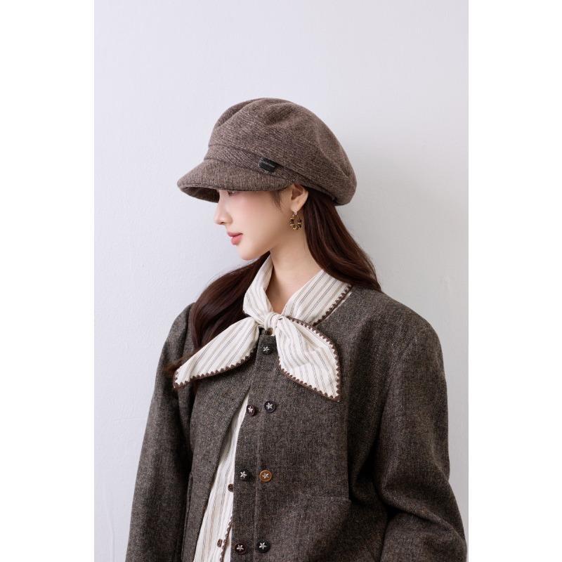 Damen S Herbst Winter Vintage Newsboy Baseballkappe Große Gesichtsformende Mütze