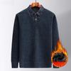 Plus Velvet Warm Sweater Fake Two-piece T-shirt Man's Chic Dad Winter Casual Thickened Bottoming Shirt