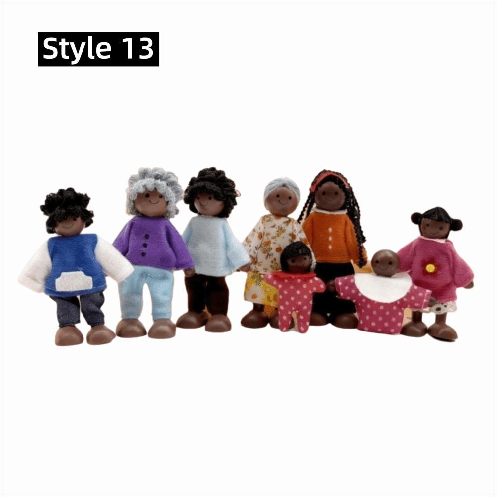 Flexible Jointed Wooden Family Dolls High-Quality Wood Pretend Play Toys  Role Playing