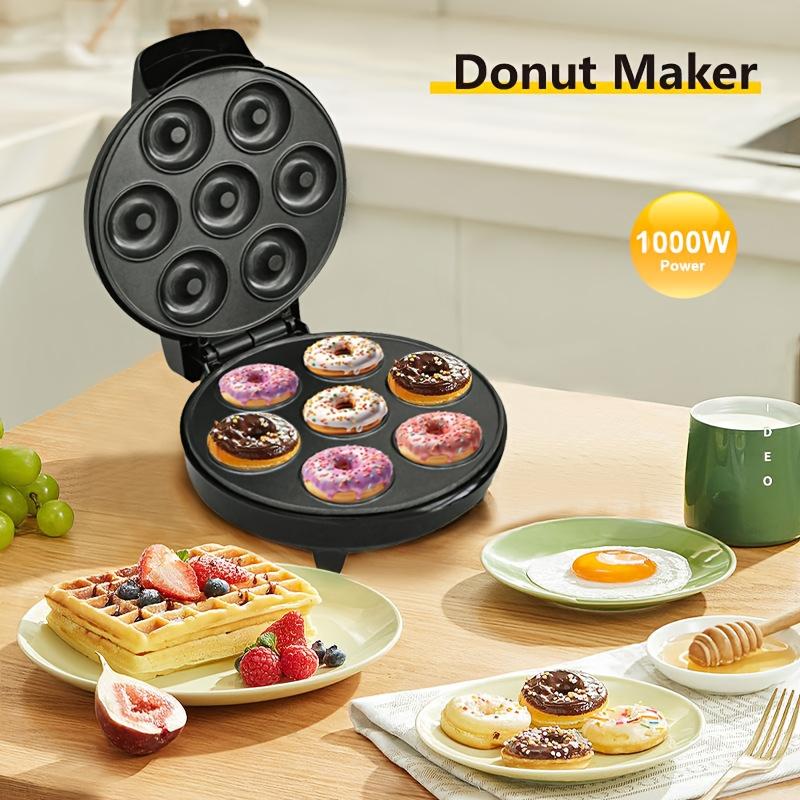 Donut Maker, Electric Non Stick Surface Makes 7 Small Doughnuts, Decorate Frost Ice Your Own for Kid Friendly Baked Dessert Treat