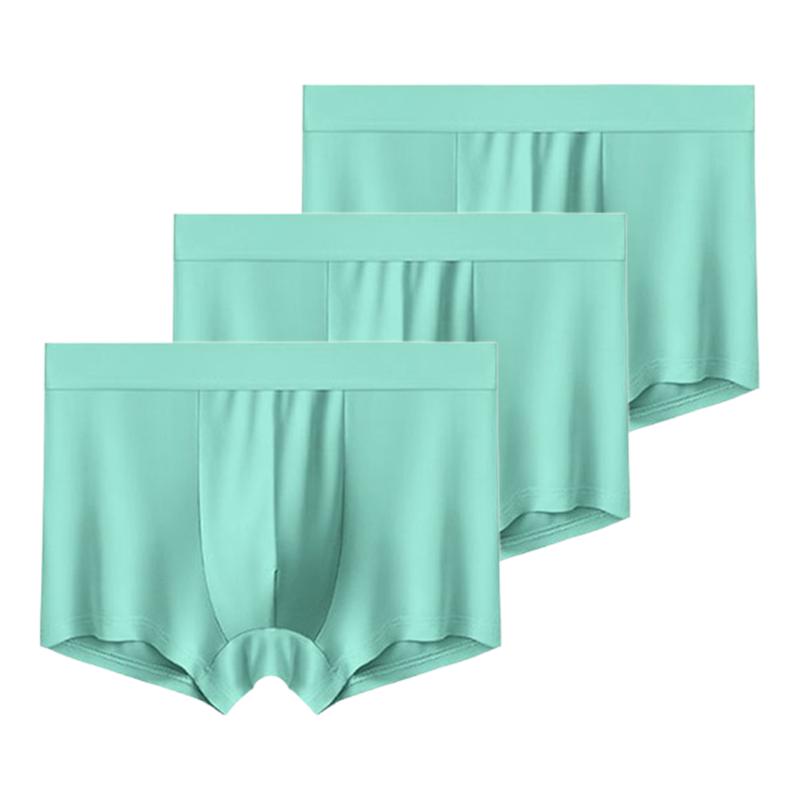 3 Pieces Men's Underwear Ice Silk Boxer Shorts Men Underpants Cool Breathable Sexy Thin Panties U Convex Lingerie L XL XXL 3XL 4XL