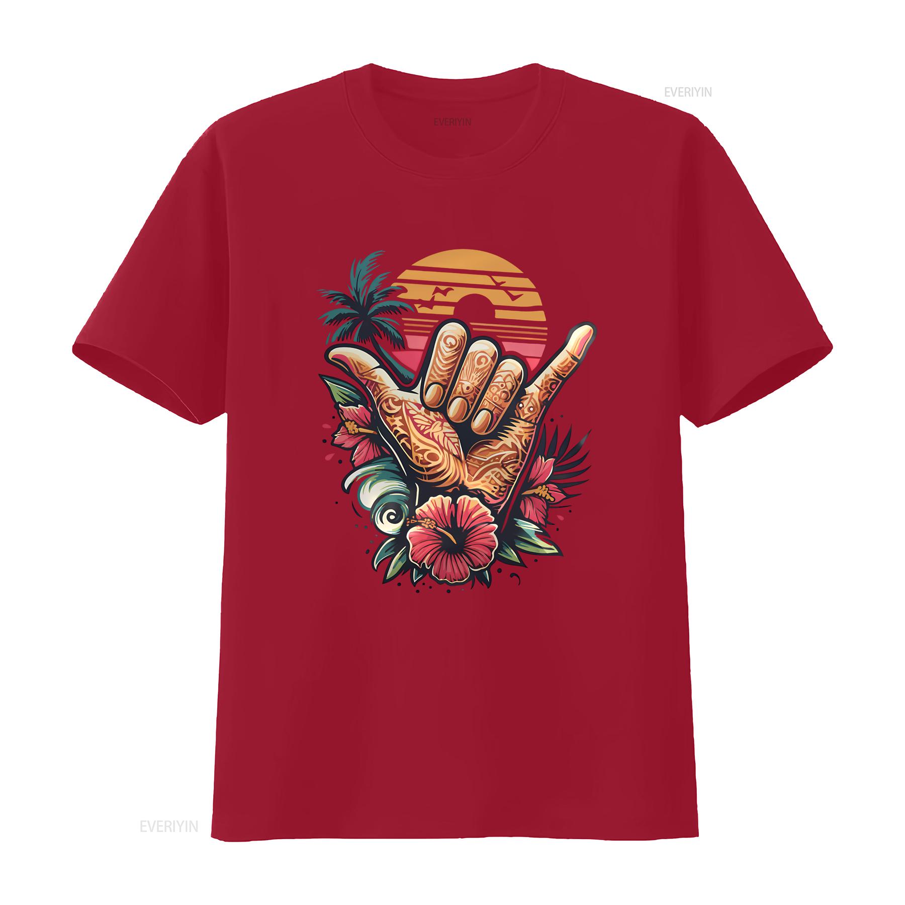 Shaka Hawaiian Gesture of Friendship and Aloha Spirit T Shirt vintage Washed designer clothes Slightly Versatile Comfortable S