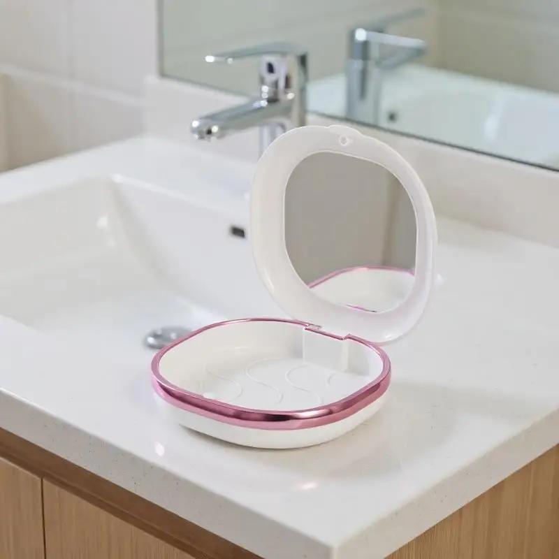 1 Pcs Braces Case With Mirror Dental Retainer Box Case Magnetic Aligner Mouth Guard Container For Teeth Travel False Denture Box