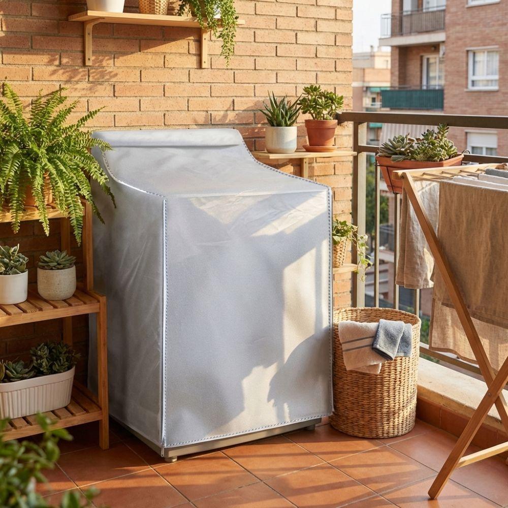 Wasserdichte Waschmaschinenabdeckung Staubdichte Trockenmaschinenschutz Abdeckung für Waschtrockner Haus Garten