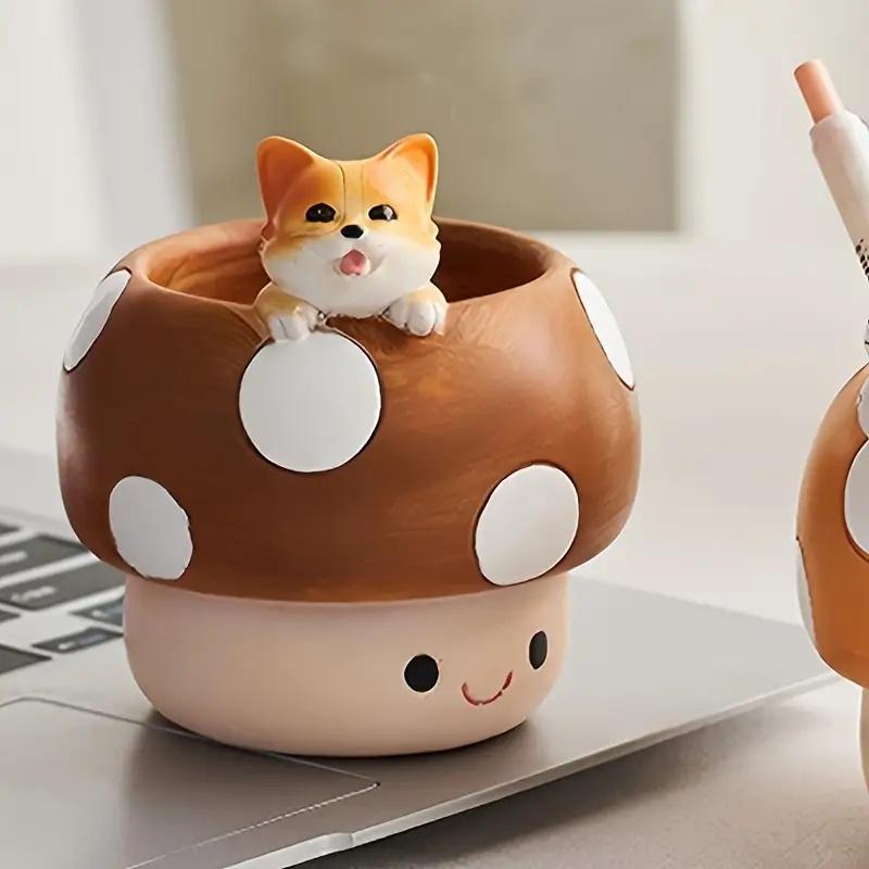 

Забавный держатель для карандашей в виде гриба для стола Легкая многофункциональная коробка для хранения для дома, офиса и художественных принадлежностей Коллекционеры канцелярских товаров коричневый