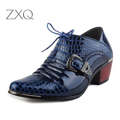 British Style Men Patent Leather Dress Shoes Pointed Toe Height Increasing 5 Cm Classic Gentleman Oxforfd Leather Men Shoes