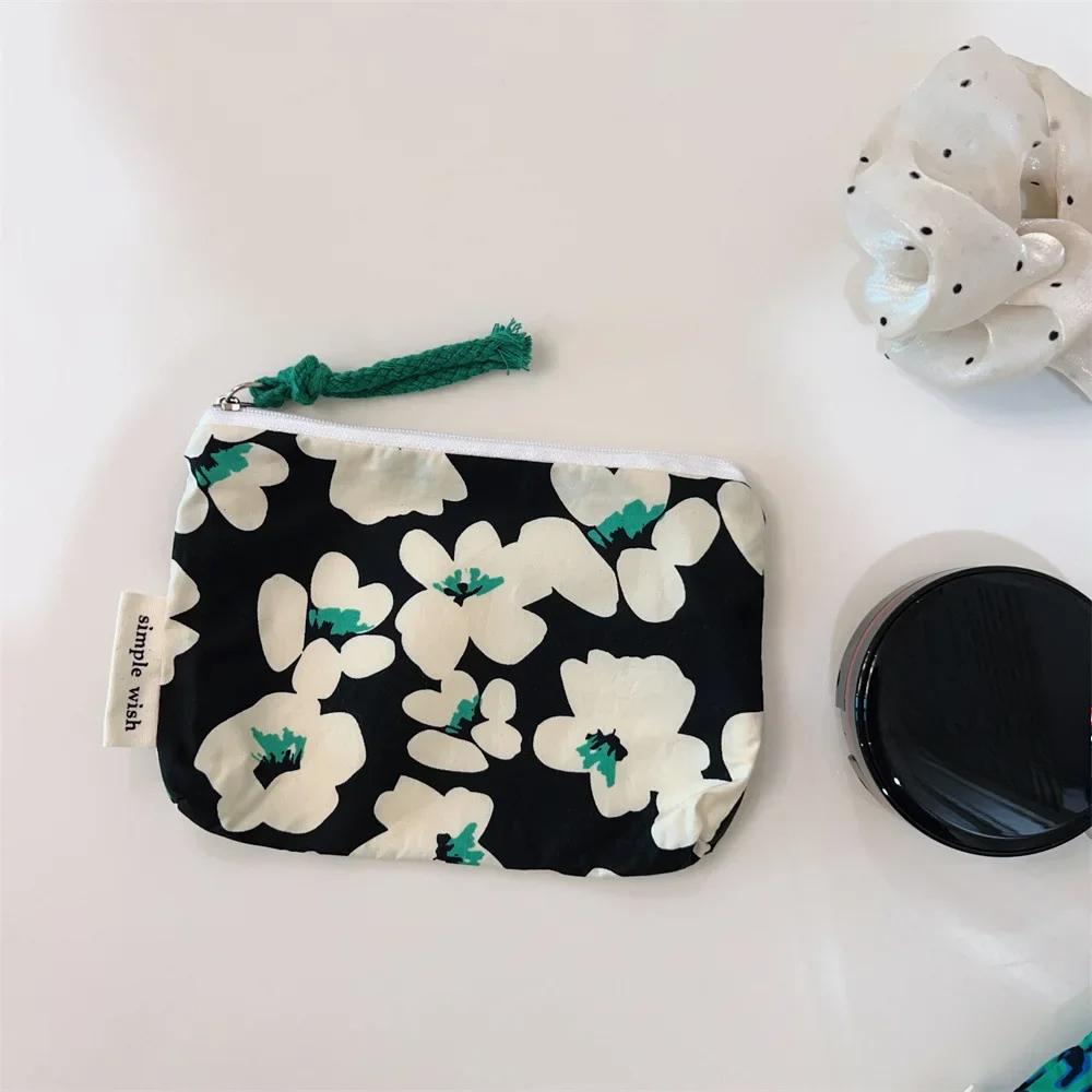 Floral Mini Cotton Coin Purse Women Small Makeup Bag Cosmetic Organizer Lipstick Storage Case