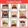 Artistic Pumpkin Car Patterned Cushion Cover In Cotton Linen For Unique Home Decor