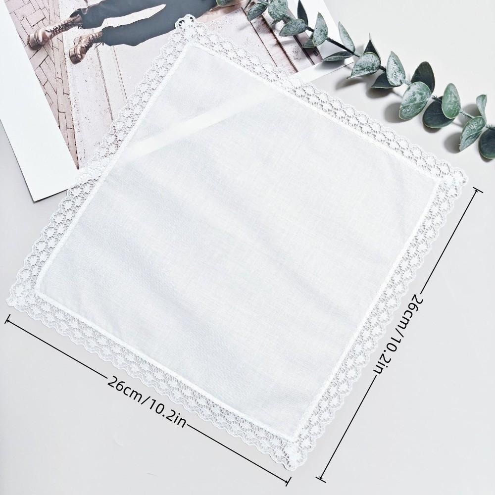 6Pcs Small Size Wedding Handkerchief Pure White Small Square Towel Elegant Lace Handkerchief