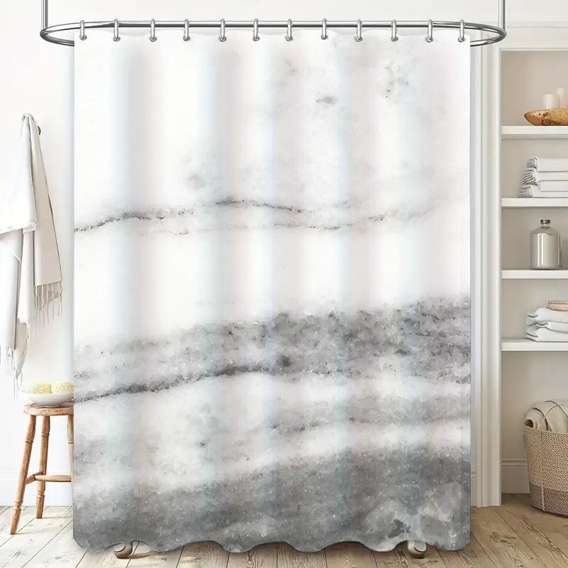 Modern Marble Print Shower Curtain Neutral Color for Bathroom Decor