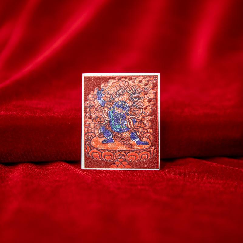 Tibetan Eight Protectors Cinnabar Mineral Sand Thangka Painting Core 4X5 - Birth Year Buddha