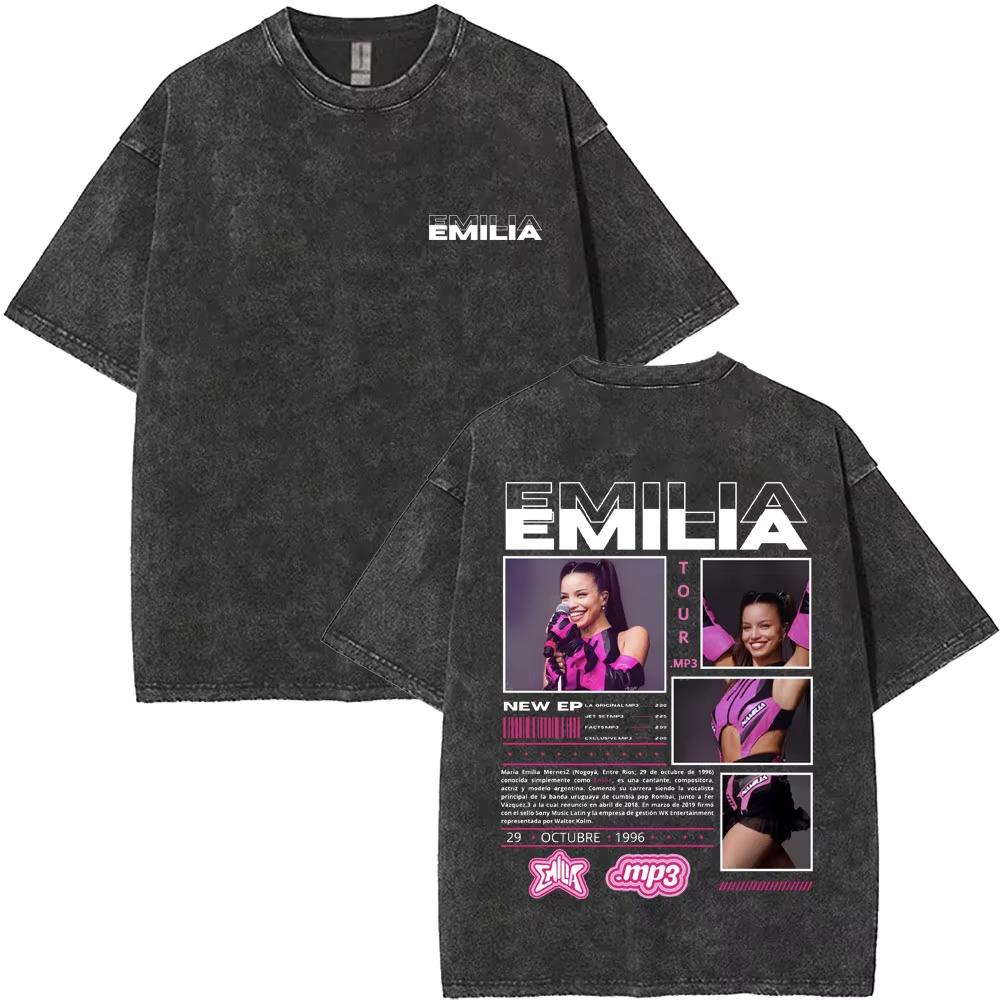 Emilia Mernes MP Tour Tshirts Men Women Fashion Washed Vintage T Shirts Short Sleeve Male Cotton Oversized T Shirt Streetwears