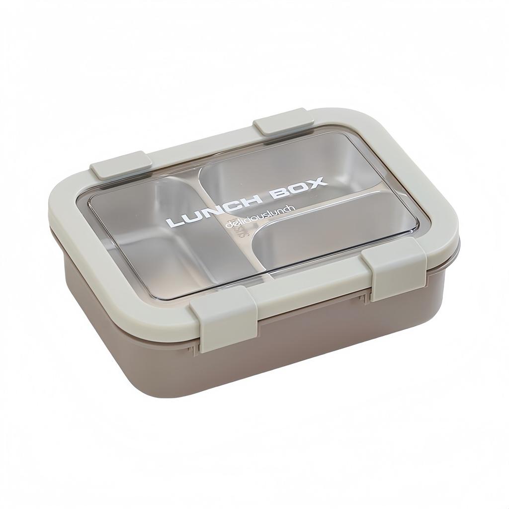 3 Compartment Container Stainless Steel Lunch Box Non-Microwave Safe