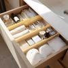 VaeFae Bamboo Drawer Adjustable Drawer Organizer for Extendable Dresser Separator for Office Divider, Clothes, (30.2-43.5cm) Bedroom, Bathroom,