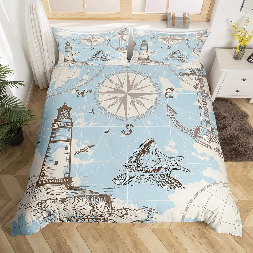 Povlaky na peřinu s kompasem pro teenagery Velikost Queen Twin Lehký péřový povlak na přikrývku Dekorace pokoje 2 povlaky na polštář 1 povlak na peřinu Bez přikrývky