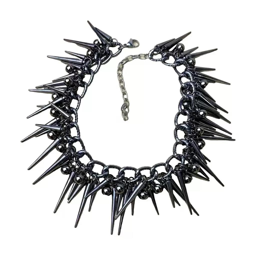 Gothic Heavy Rivet Tassel Necklace, Dark Spicy Girl Exaggerated Clavicle Choker