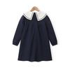 Girl's Long Sleeve Navy Collar Princess Dress