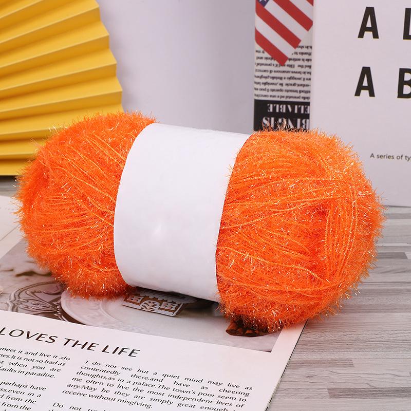 

Пряжа 50 г Высококачественная Вязальная Премиальный Акрил Прочное Волокно Блестящая Стеклянная Блестящая Нить Удобная для Вязания оранжевый