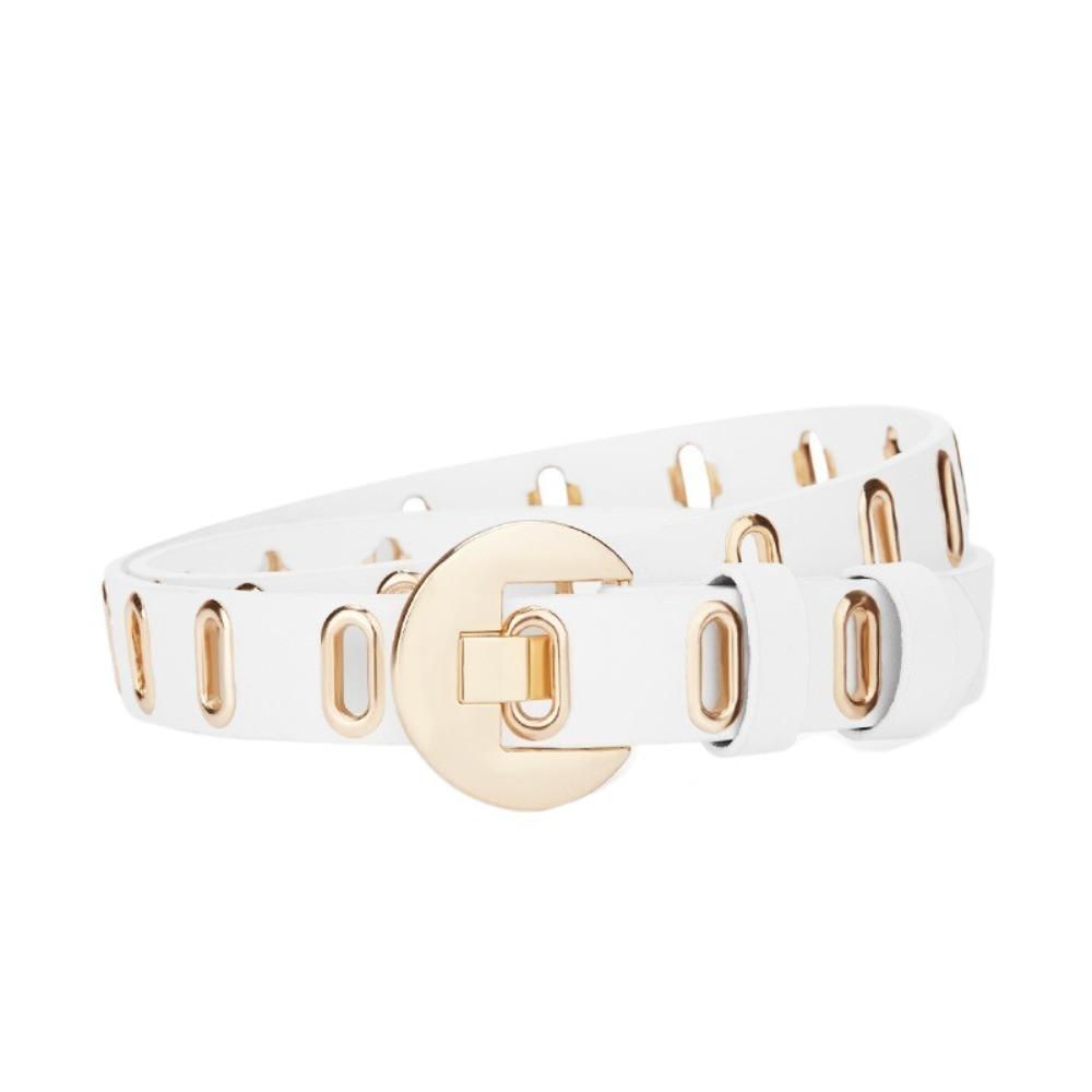 Thin Women Waistband Round Buckle Waist Belt Fashion PU Leather Belt  Student