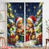 2pcs,2D plane printing Popular Curtains Christmas Bear (2) Versatile Polyester Fabric (without rod) Outdoor Decorations Ldeal