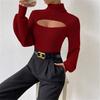 Damen S Hoher Hals Ausgeschnitten Locker Sitzender Pullover Oberbekleidung Top