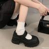 2025 Black Retro Height Increasing Shoes Ladies Elegant Leather Shoes Summer New Dress Mary Jane Shoes French Women's High Heels
