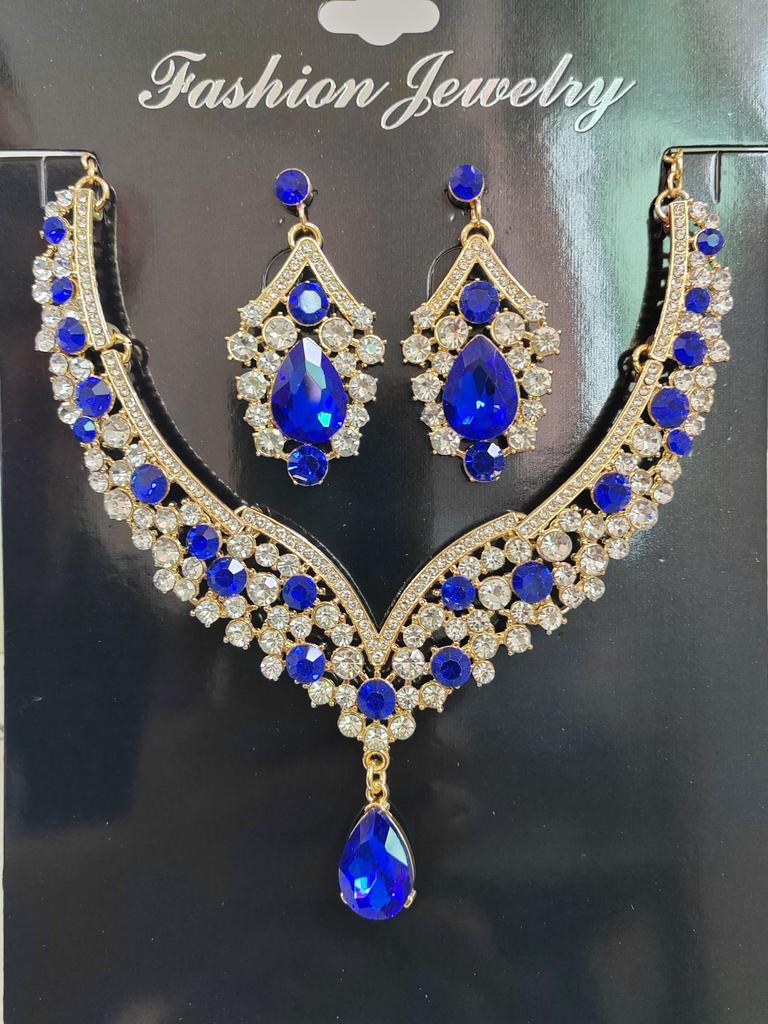 Vintage Jewelry Exaggerated Necklace Earrings Large Set Luxury Crystal Jewelry Banquet Wear