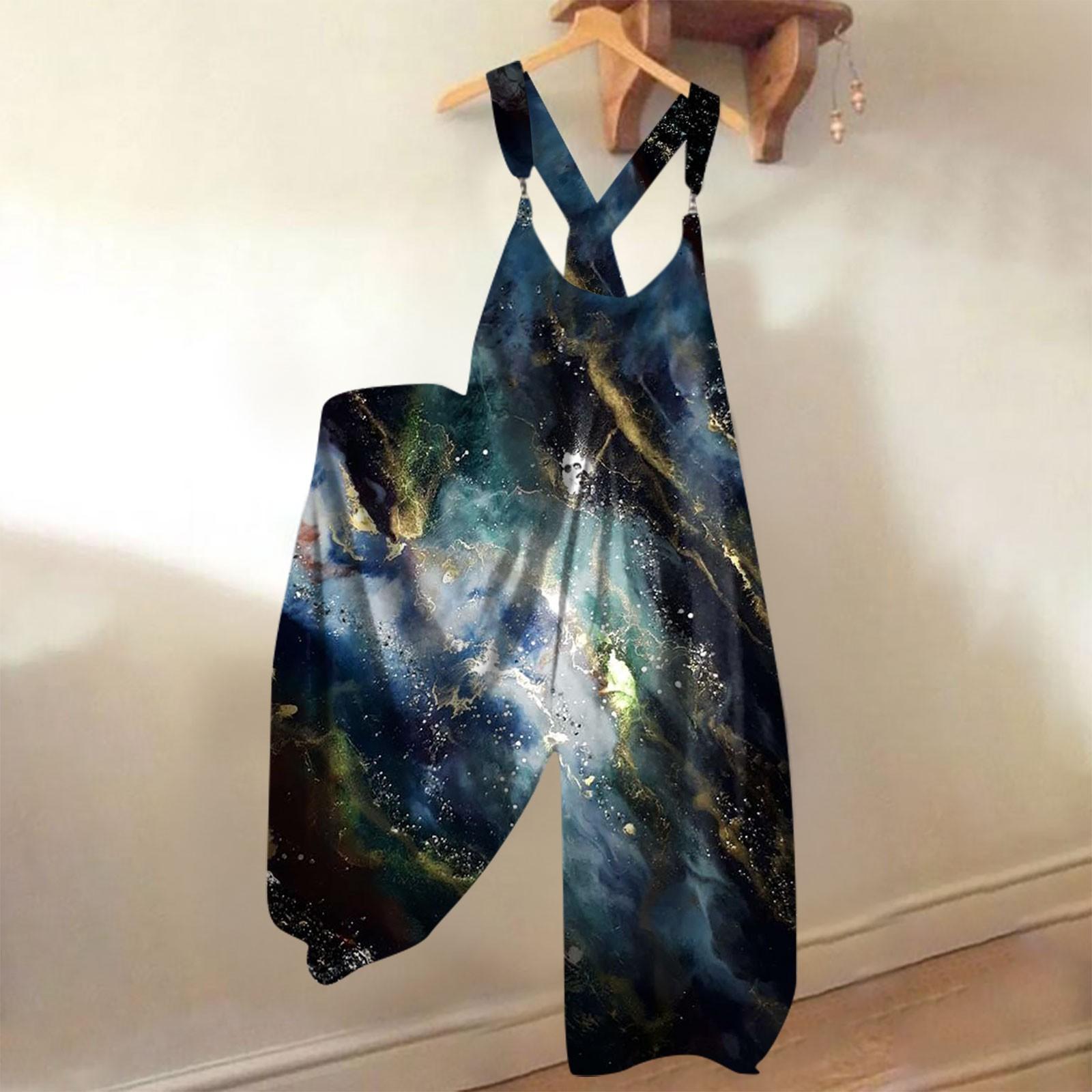 

Широкие комбинезоны для женщин, повседневные свободные комбинезоны без рукавов, ретро-принт, металлические пуговицы, длинные брюки, комбинезон с карманами XL тёмно-синий