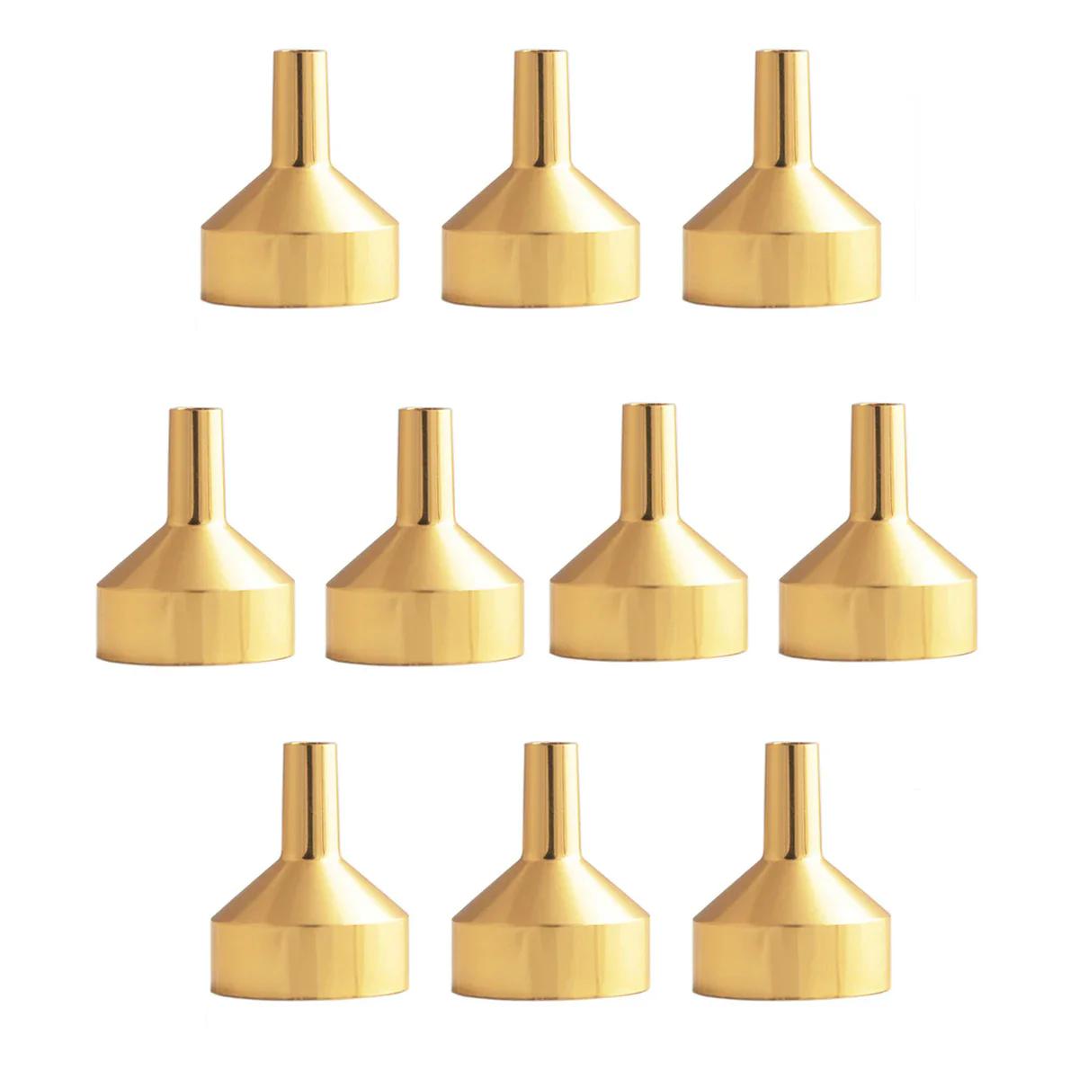 

5/10 шт. Металлическая мини-воронка для кухонного масла, воронка для жидкости со съемным фильтром, широкое горлышко для переупаковки духов, кухонных принадлежностей 10pcs золотой